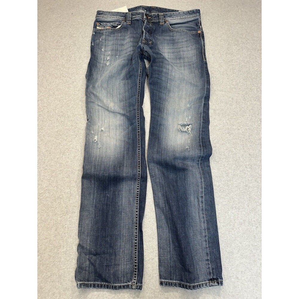 Diesel Safado Jeans Men's 33x32 Slim Straight Medium Wash Distressed Denim